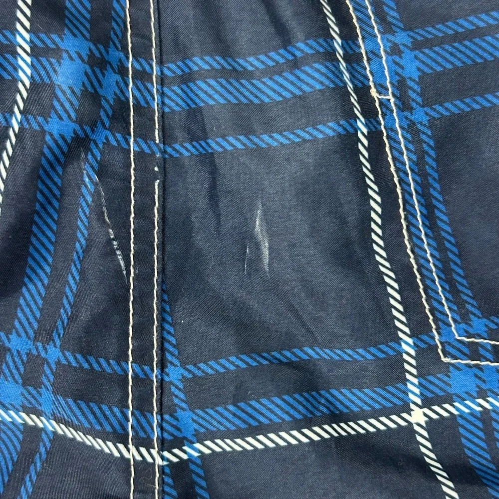 Ocean Pacific Swim Trunks Shorts Mens Large Navy Blue Plaid Mesh Lined Surfing